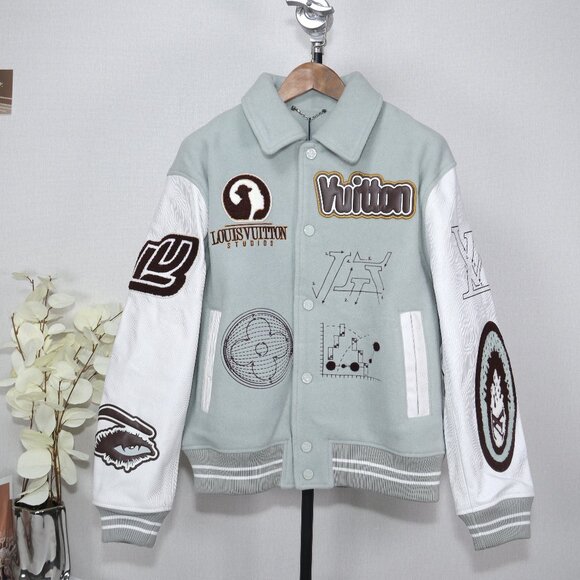 Louis Vuitton embossed leather sleeves coat